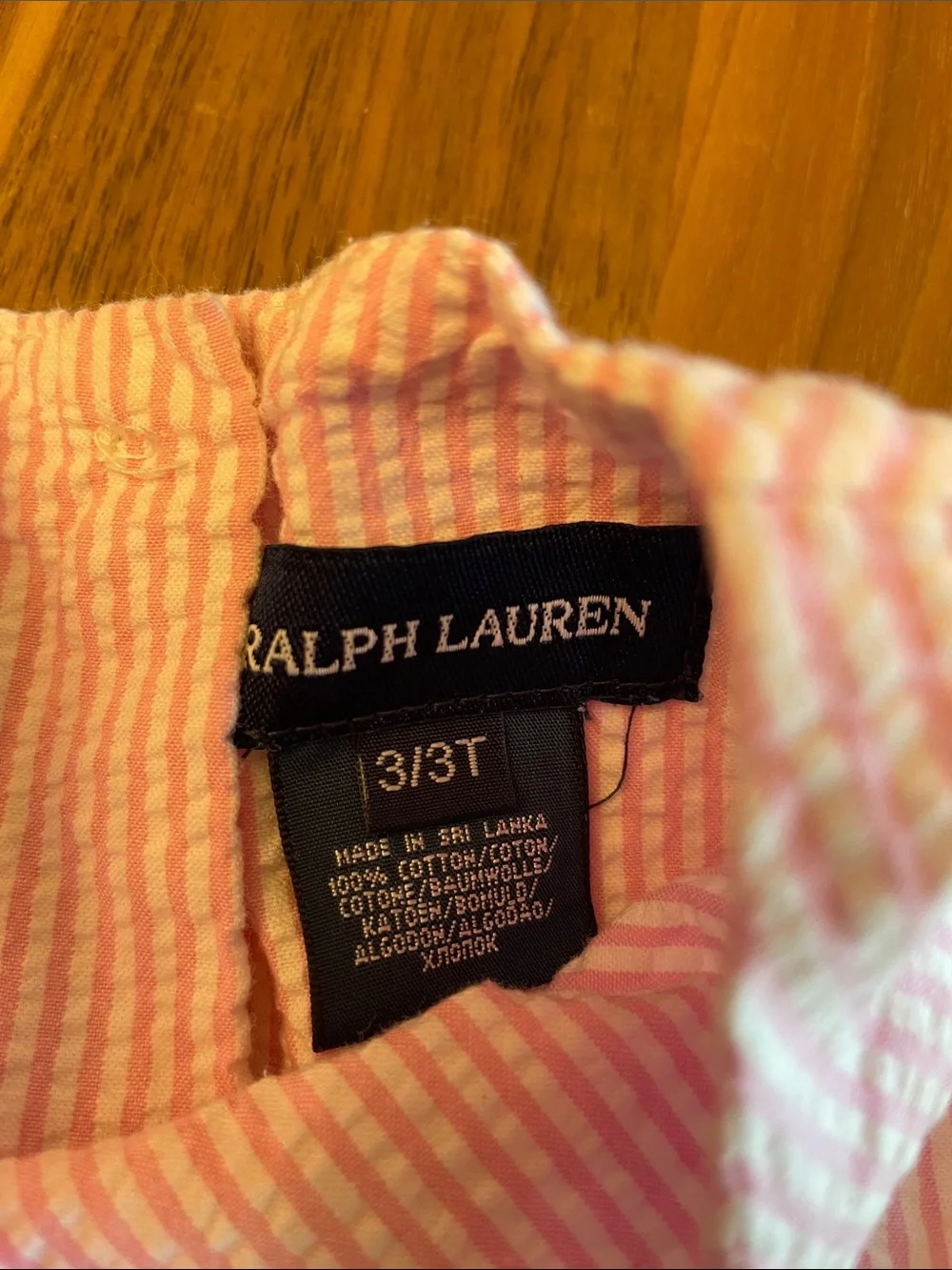 Ralph Lauren Pink Seersucker Tie-Waist Dress